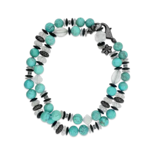 Turquoise & Crystal Necklace with Silver & Diamond Accents