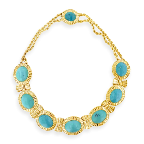 Turquoise & Gold Estate Necklace