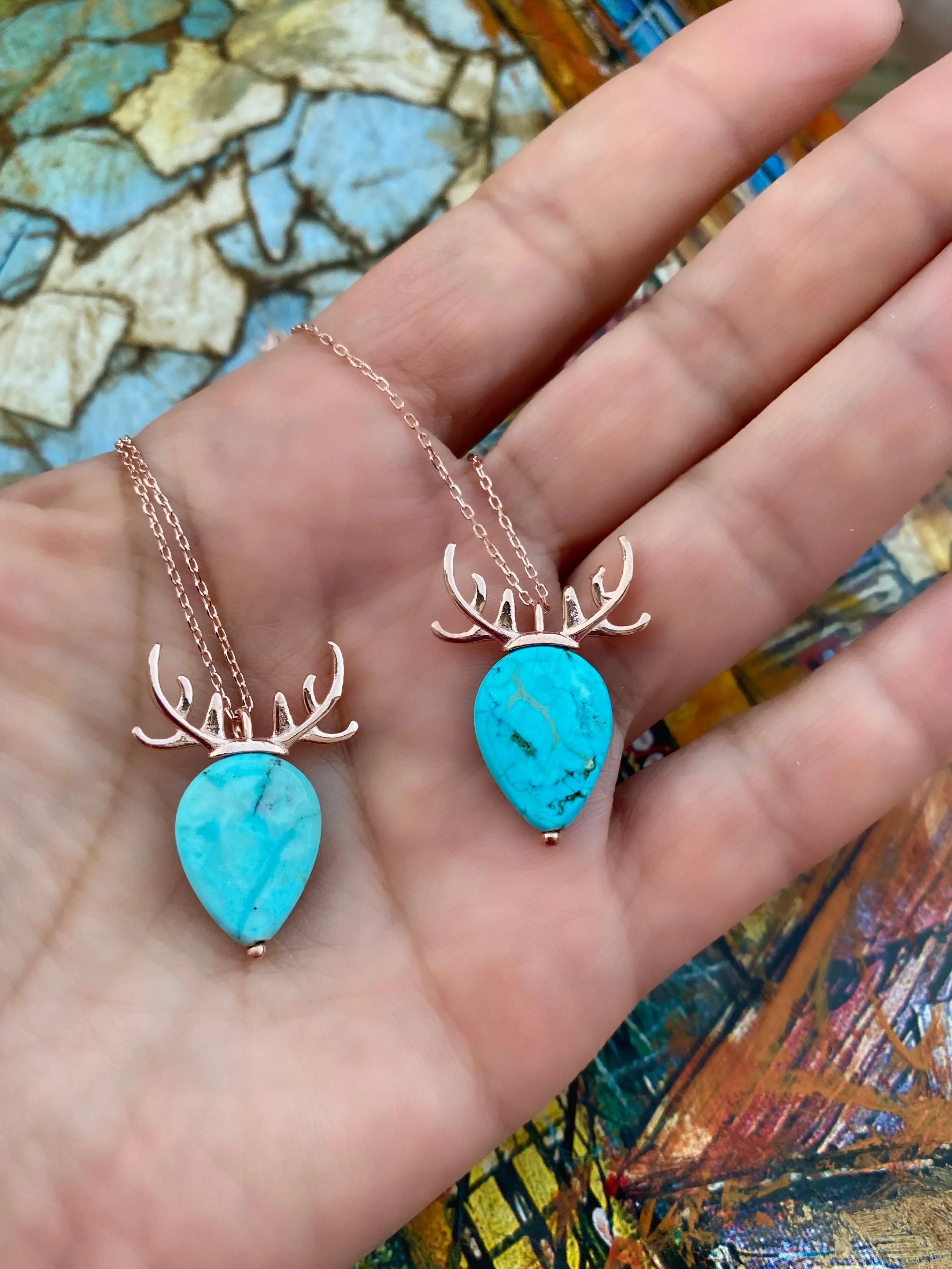 Turquoise Deer Necklace