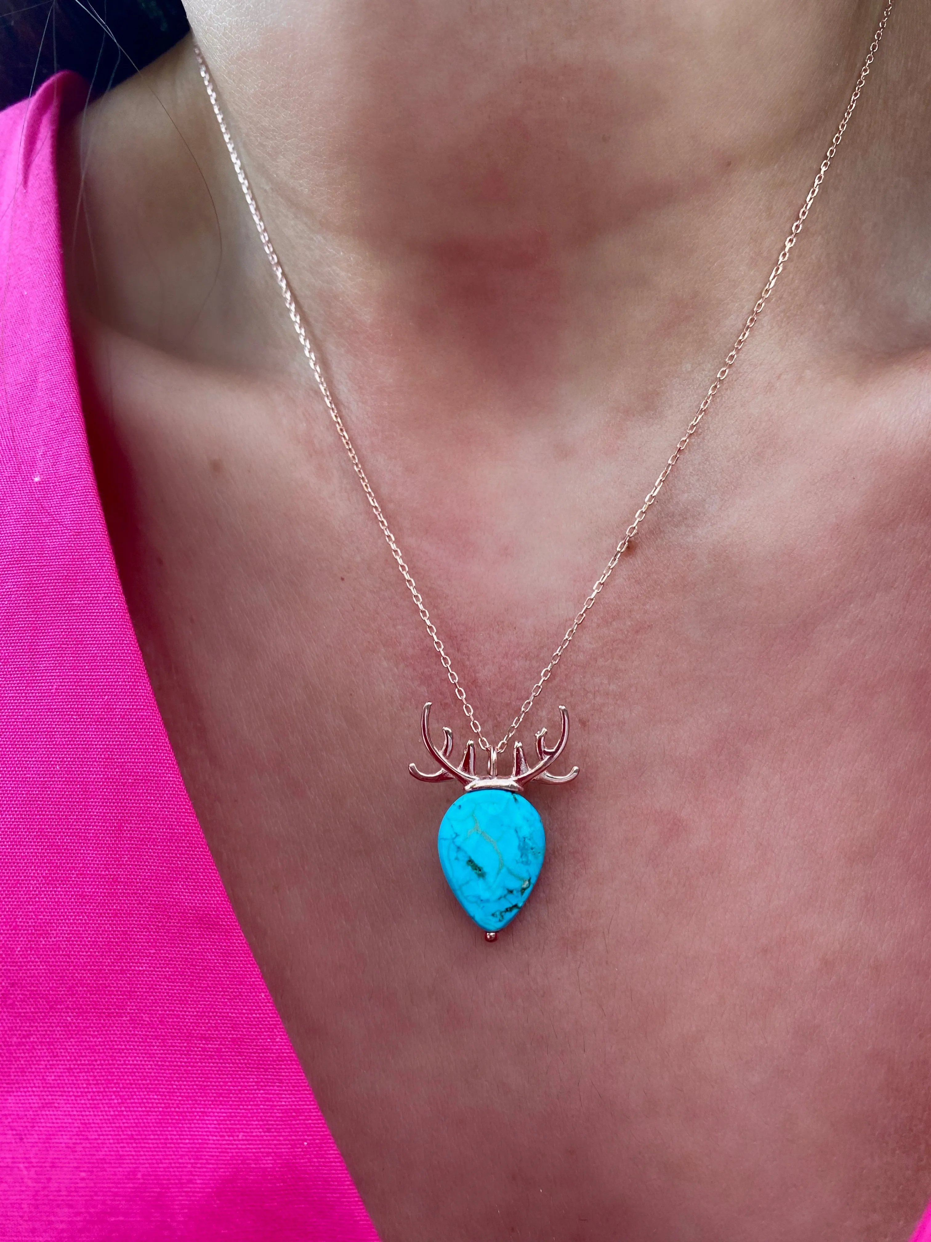 Turquoise Deer Necklace