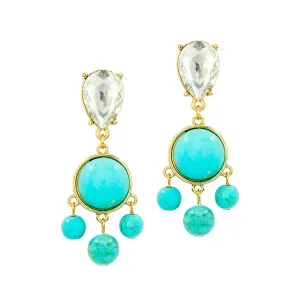 TURQUOISE GLAMOUR STATEMENT EARRINGS