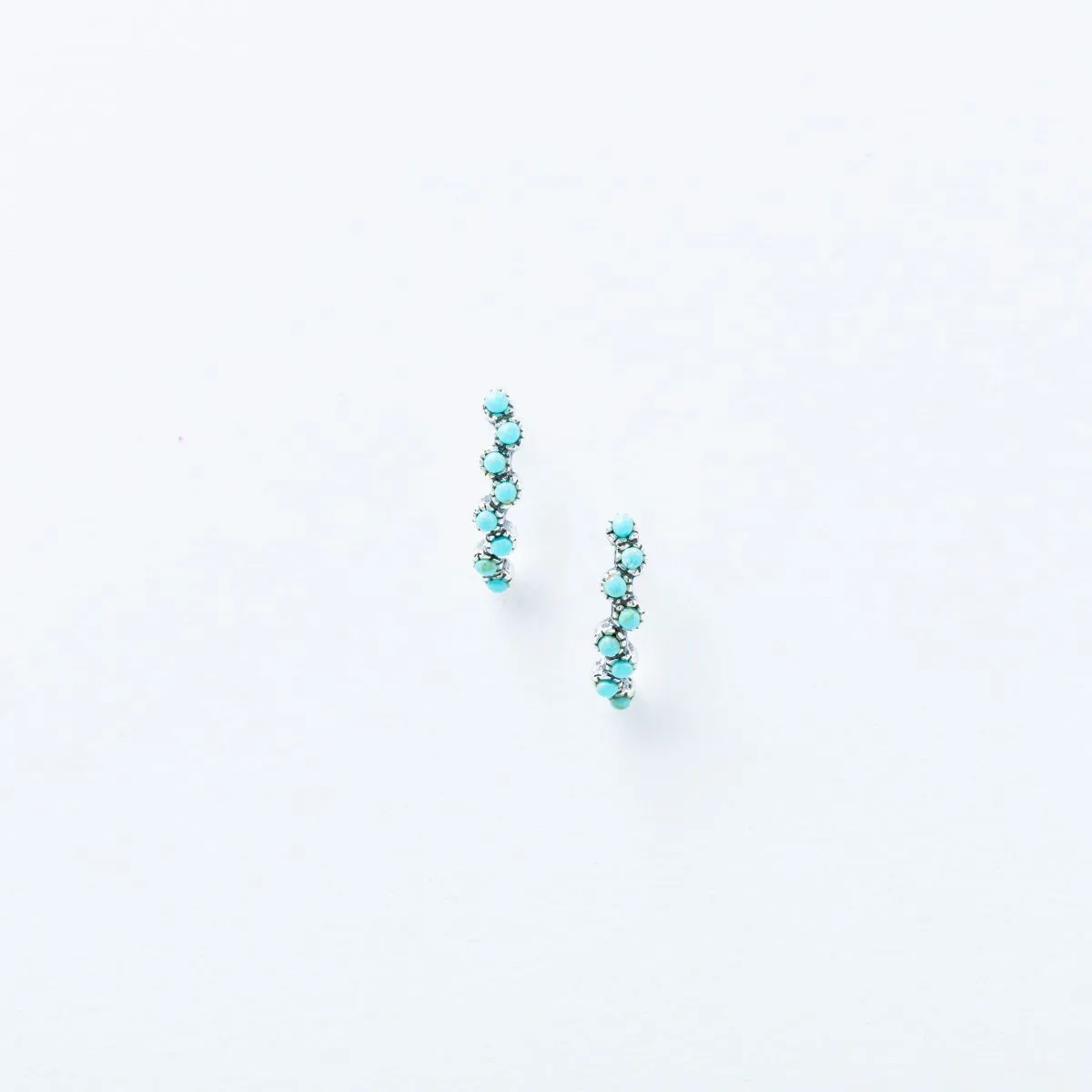 Turquoise Strand Stud Earrings in Sterling Silver