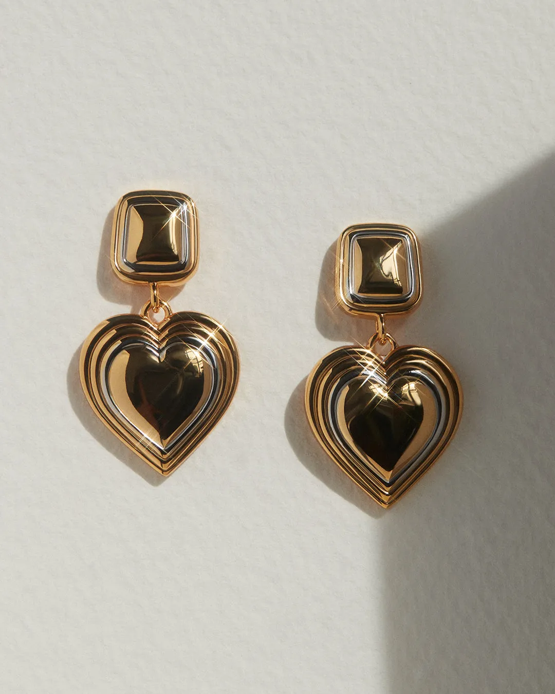 Two-Tone Heart Earrings