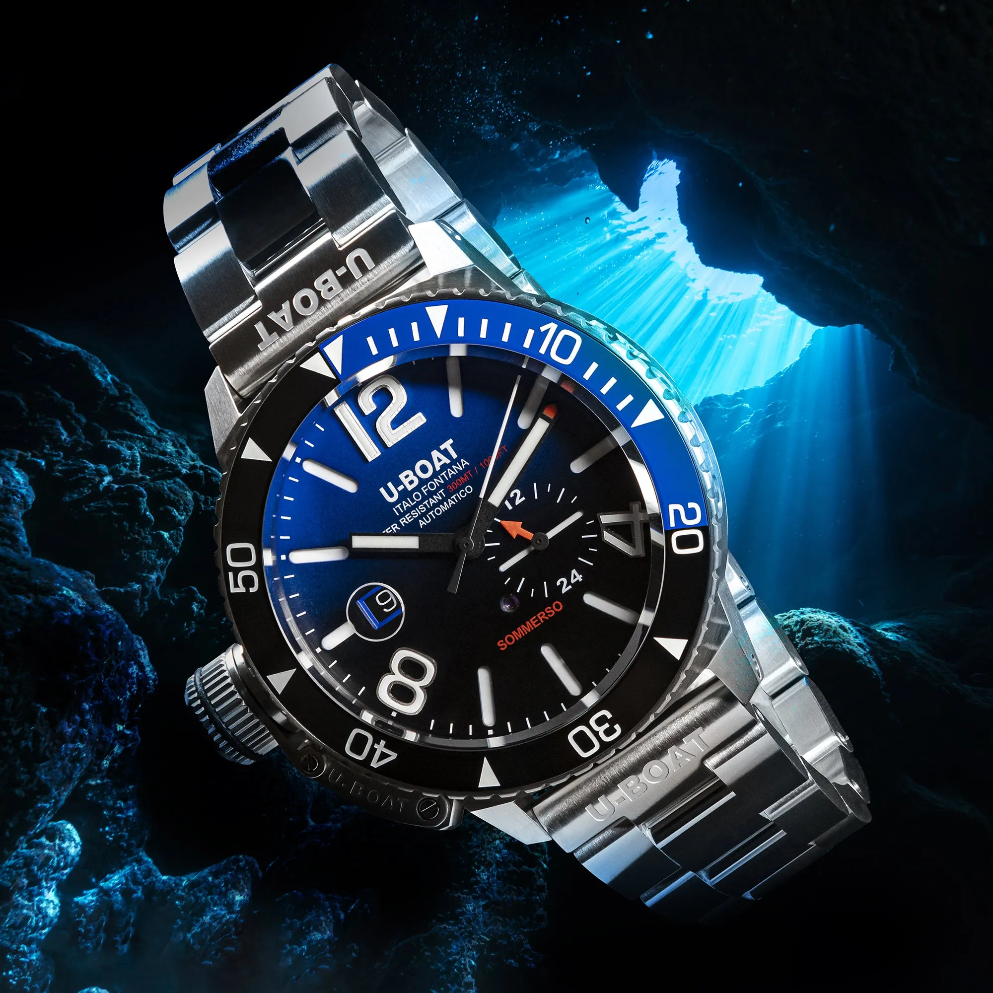 U-Boat Diver Watch Automatic Sommerso Ceramic Blue SS 9519/MT