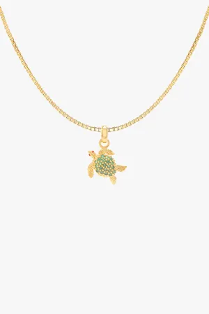 Under the sea turtle necklace gold plated