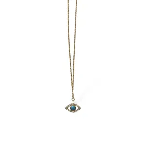 Vernus | Shiny Mati Necklace | Turquoise & White Cz | Gold Plated 925 Silver