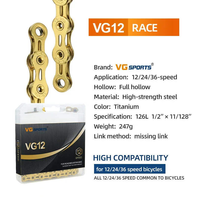 VG Sports Plated Titanium 9/10/11/12 Speed Bicycle Chain