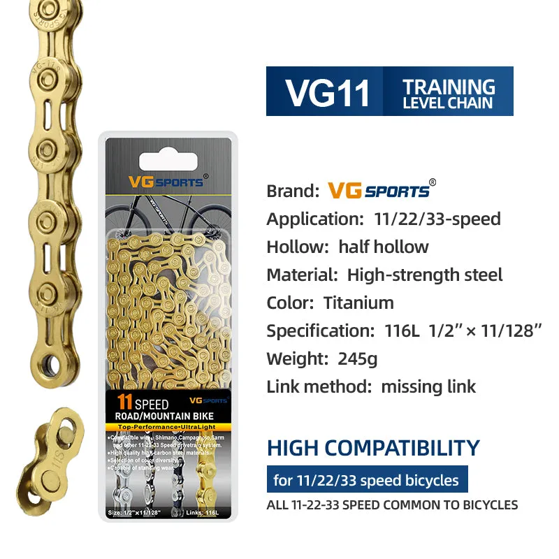 VG Sports Plated Titanium 9/10/11/12 Speed Bicycle Chain