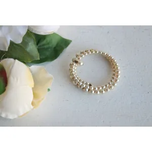 Vintage 1970s Faux Pearl Memory Wire Bracelet