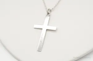 Vintage Large Designer HBF Cross Sterling Silver Necklace