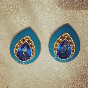 Yves Saint Laurent Turquoise blue clip on earrings