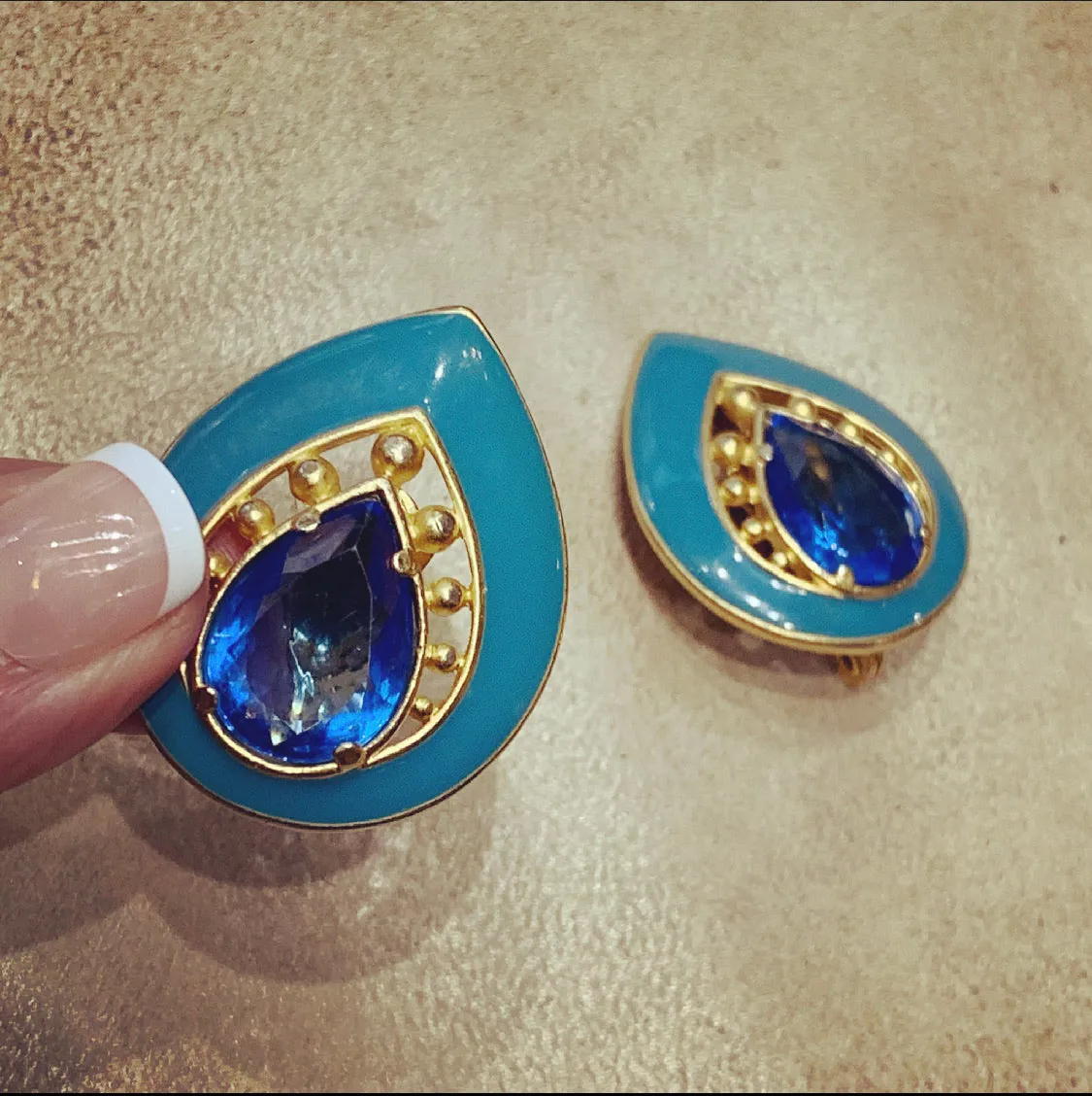 Yves Saint Laurent Turquoise blue clip on earrings